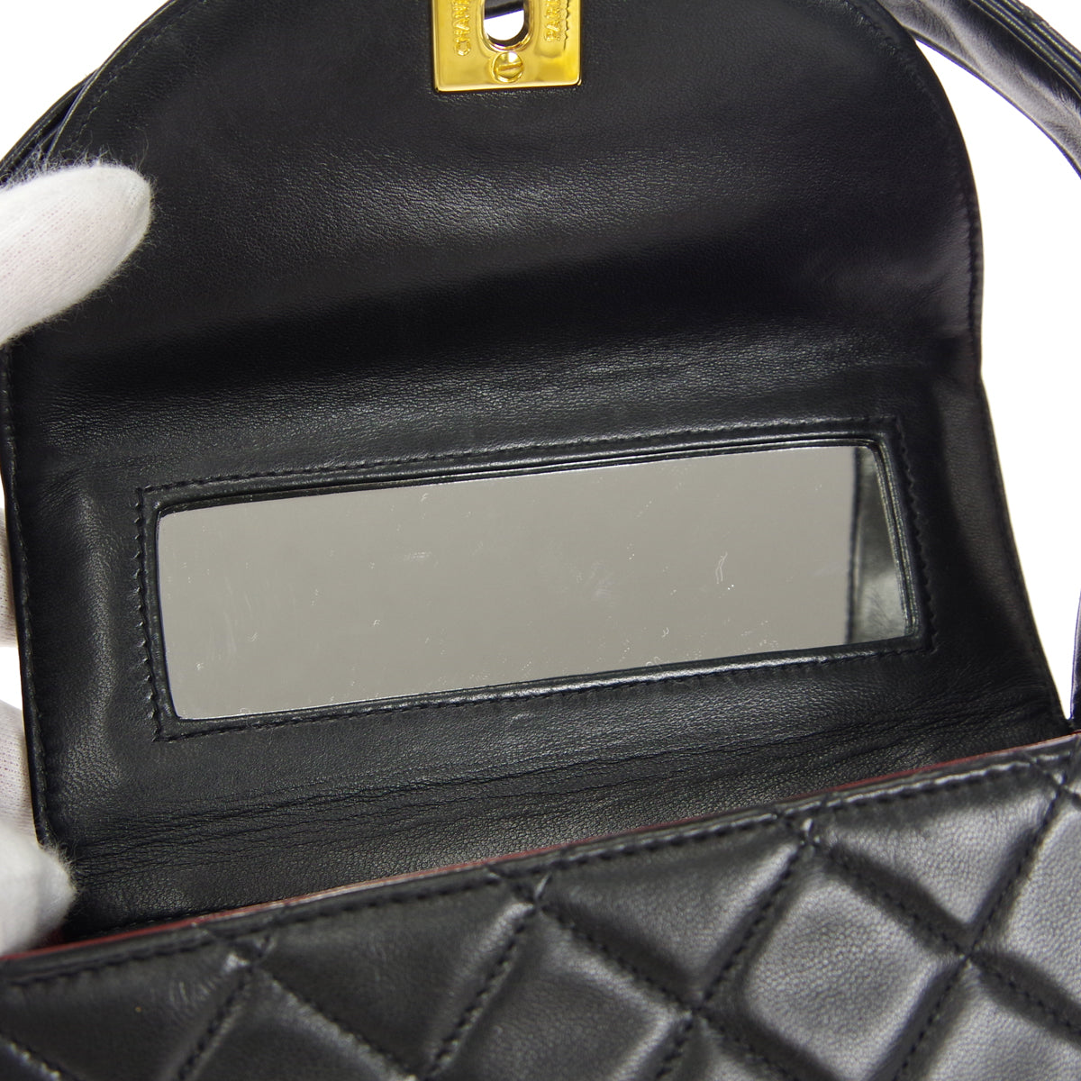 CHANEL 1991-1994 Flap Handbag Mini Black Lambskin