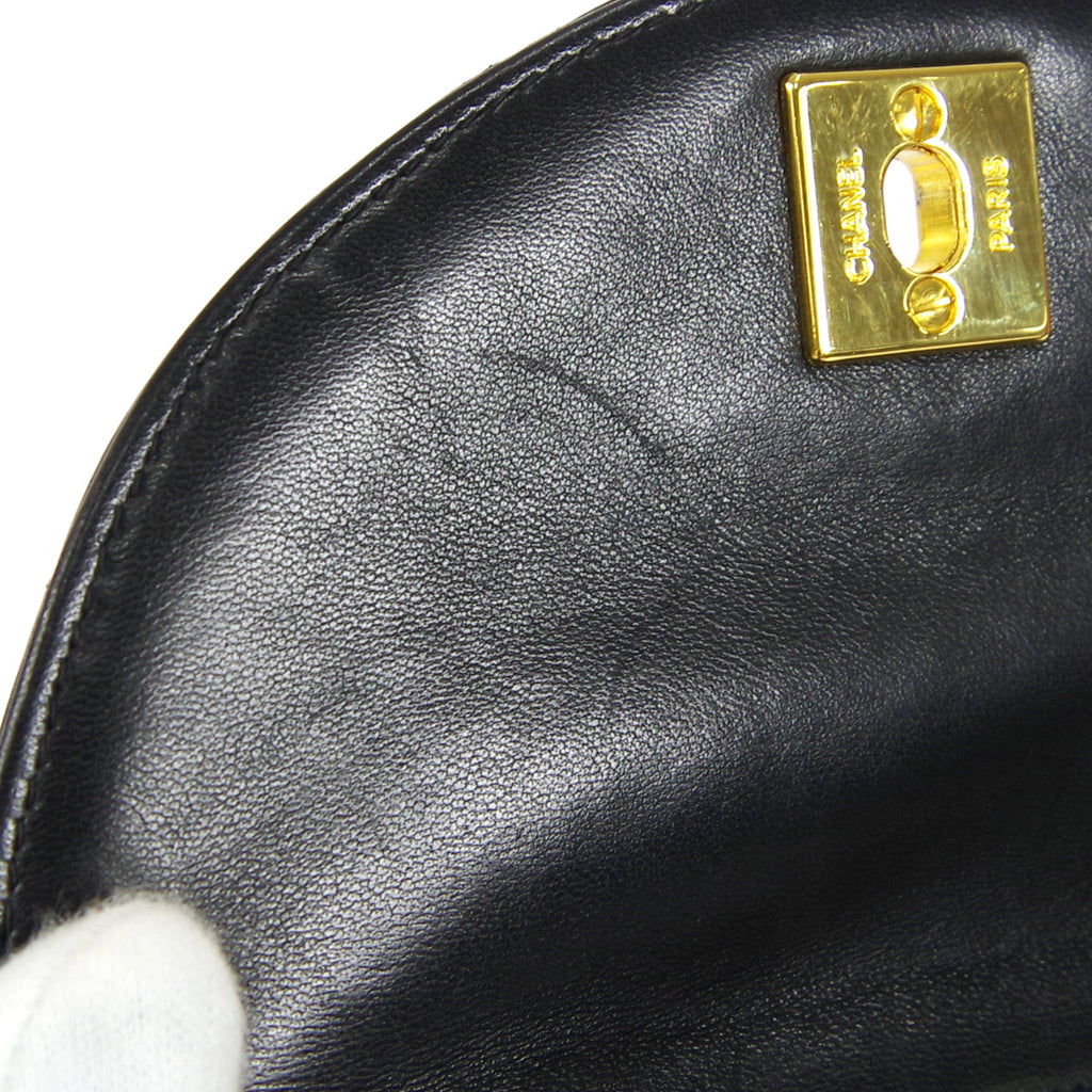 CHANEL 1991-1994 Flap Handbag Mini Black Lambskin