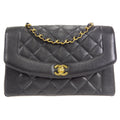 CHANEL 1997-1999 Tall Diana Flap Medium Black Caviar