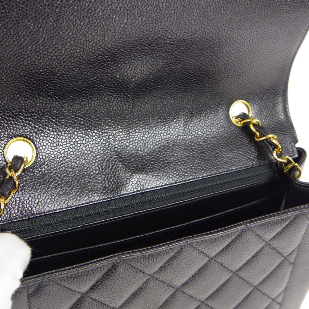 CHANEL 1997-1999 Tall Diana Flap Medium Black Caviar