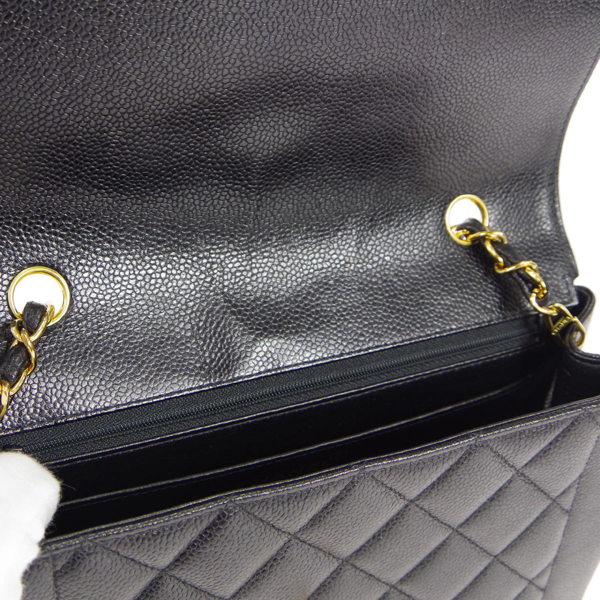 CHANEL 1997-1999 Tall Diana Flap Medium Black Caviar