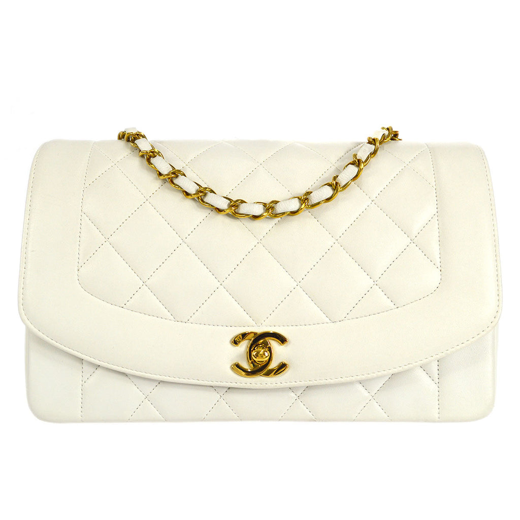CHANEL 1994-1996 Diana Flap Medium White Lambskin