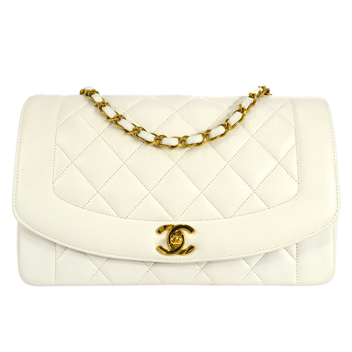 CHANEL 1994-1996 Diana Flap Medium White Lambskin