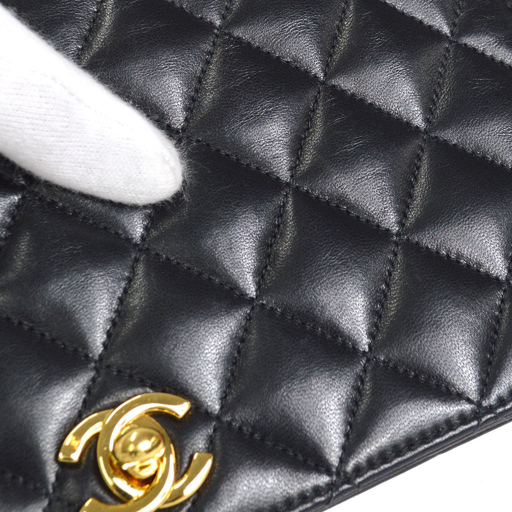 CHANEL 2005-2006 CC Turnlock Full Flap Small Black Lambskin