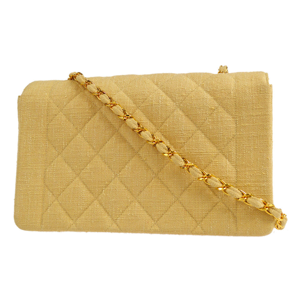CHANEL 1991-1994 Diana Flap Medium Beige Linen