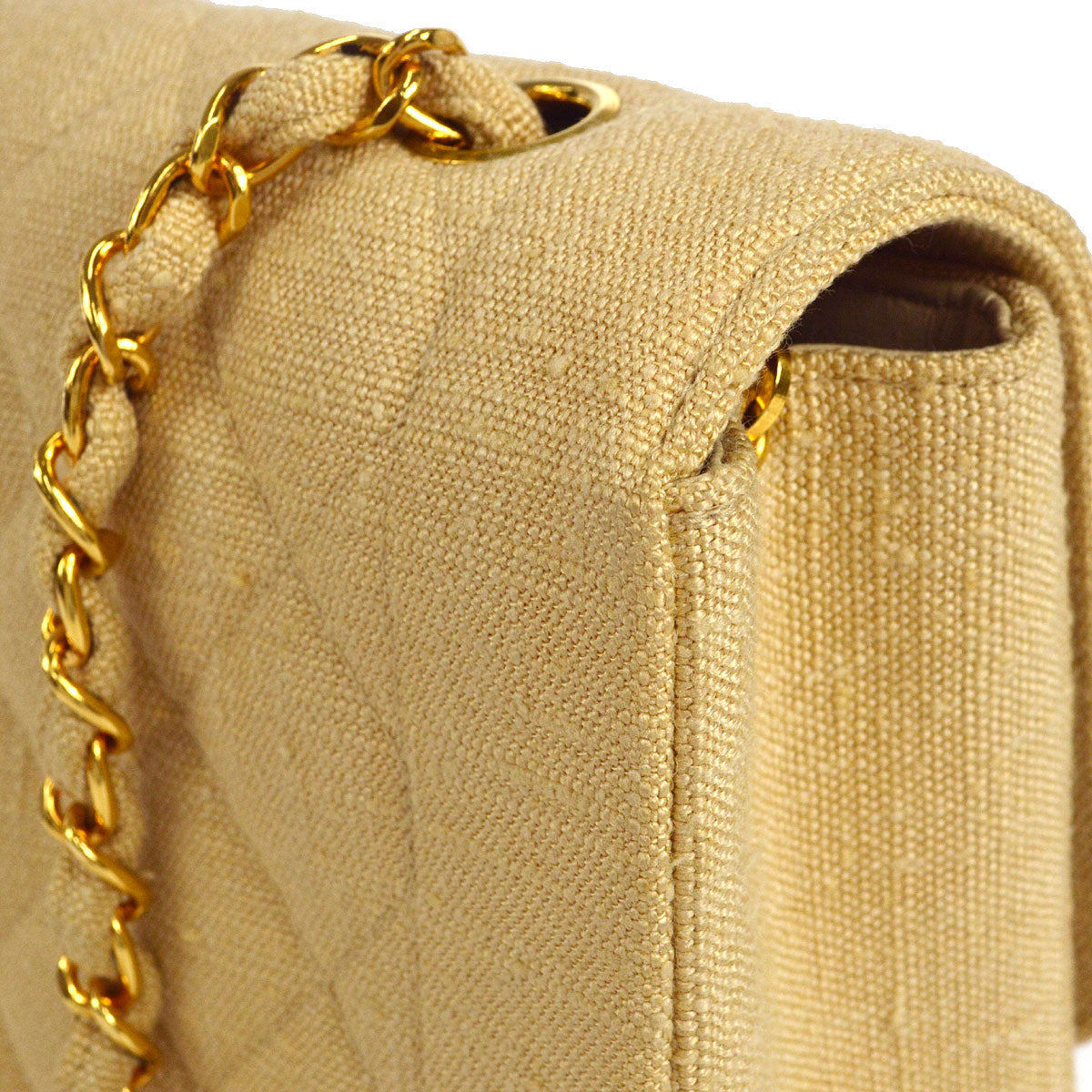 CHANEL 1991-1994 Diana Flap Medium Beige Linen