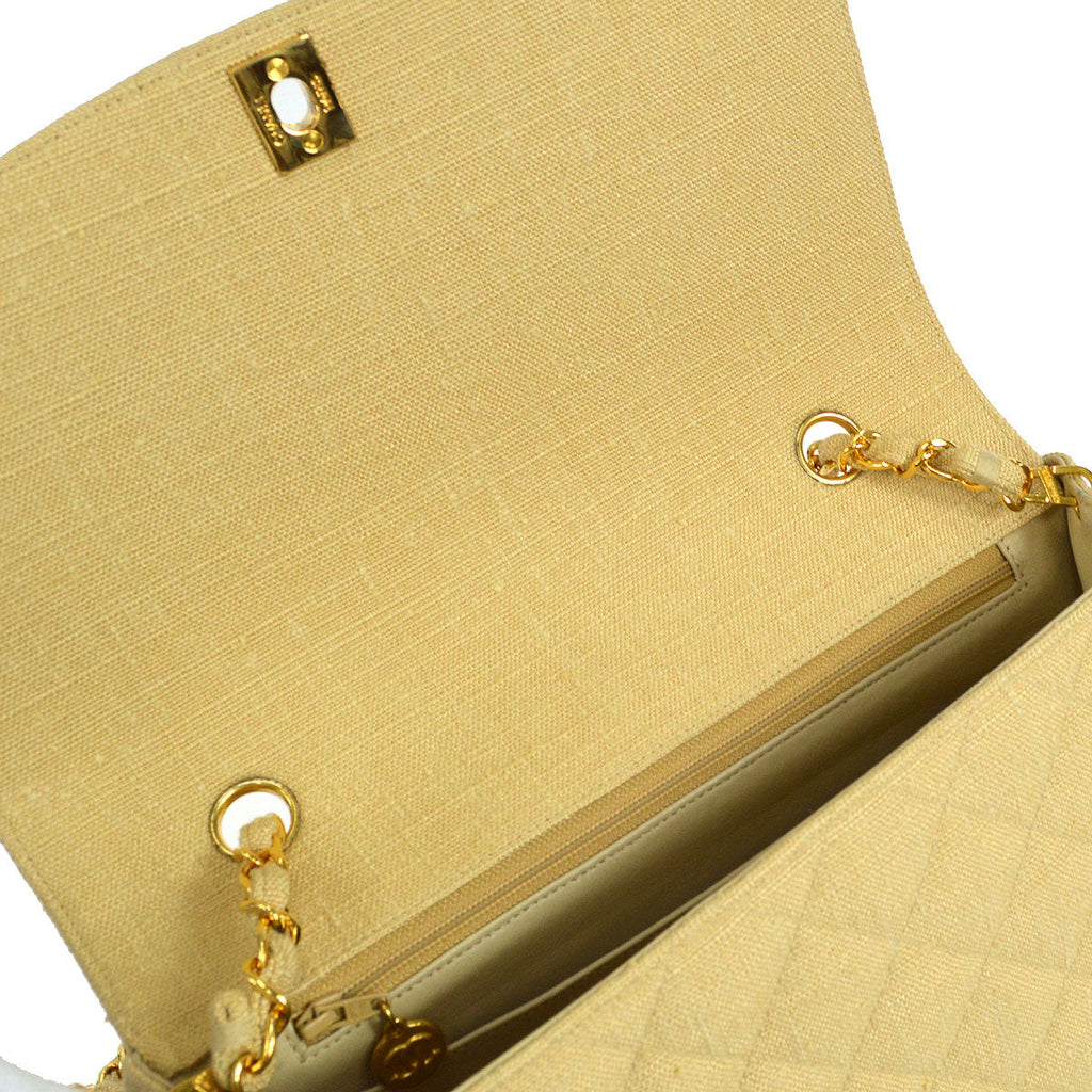 CHANEL 1991-1994 Diana Flap Medium Beige Linen