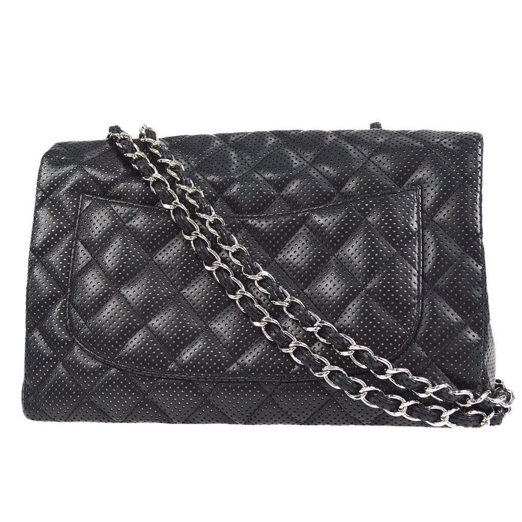 CHANEL 2006-2008 Perforated Classic Flap Jumbo Black