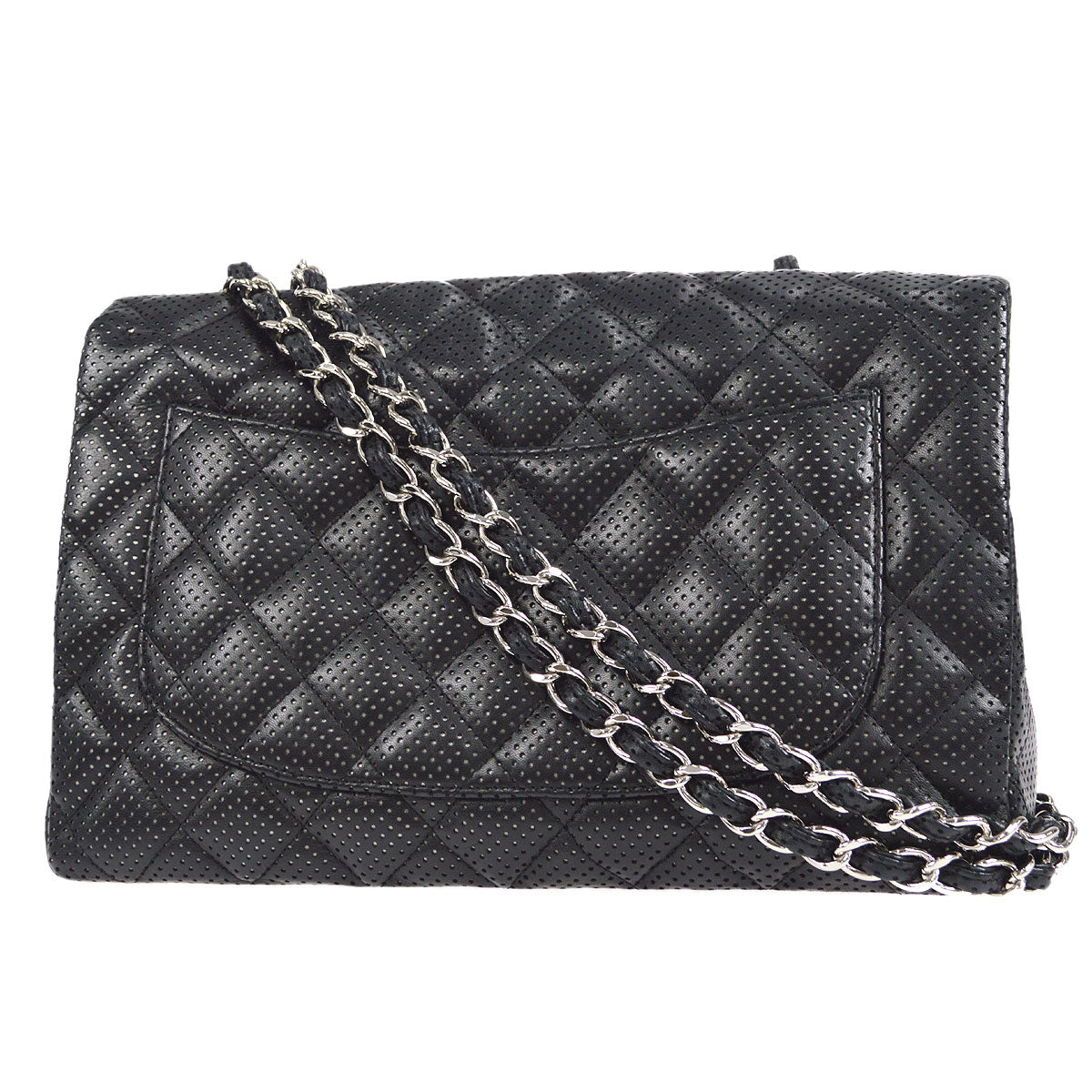 CHANEL 2006-2008 Perforated Classic Flap Jumbo Black