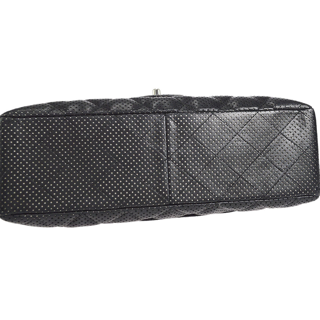 CHANEL 2006-2008 Perforated Classic Flap Jumbo Black