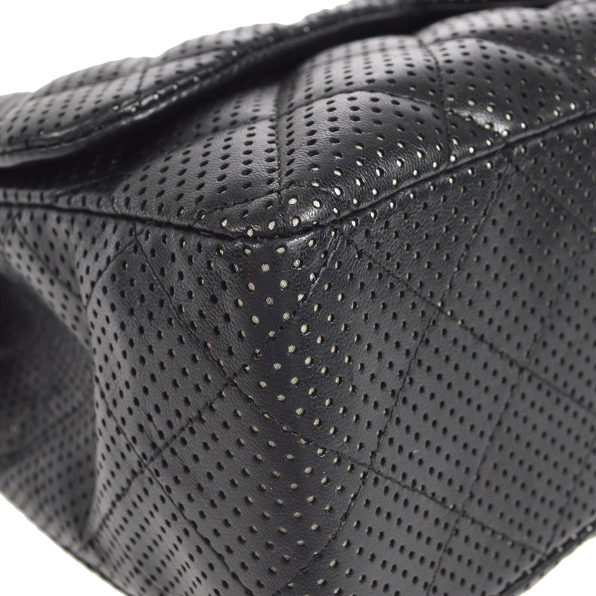 CHANEL 2006-2008 Perforated Classic Flap Jumbo Black