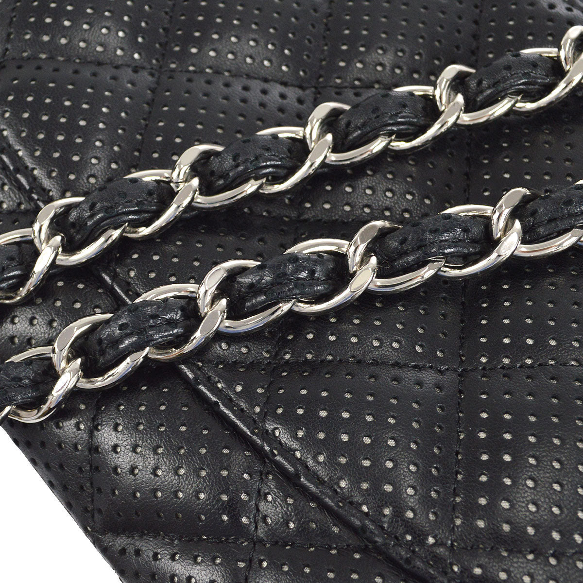 CHANEL 2006-2008 Perforated Classic Flap Jumbo Black