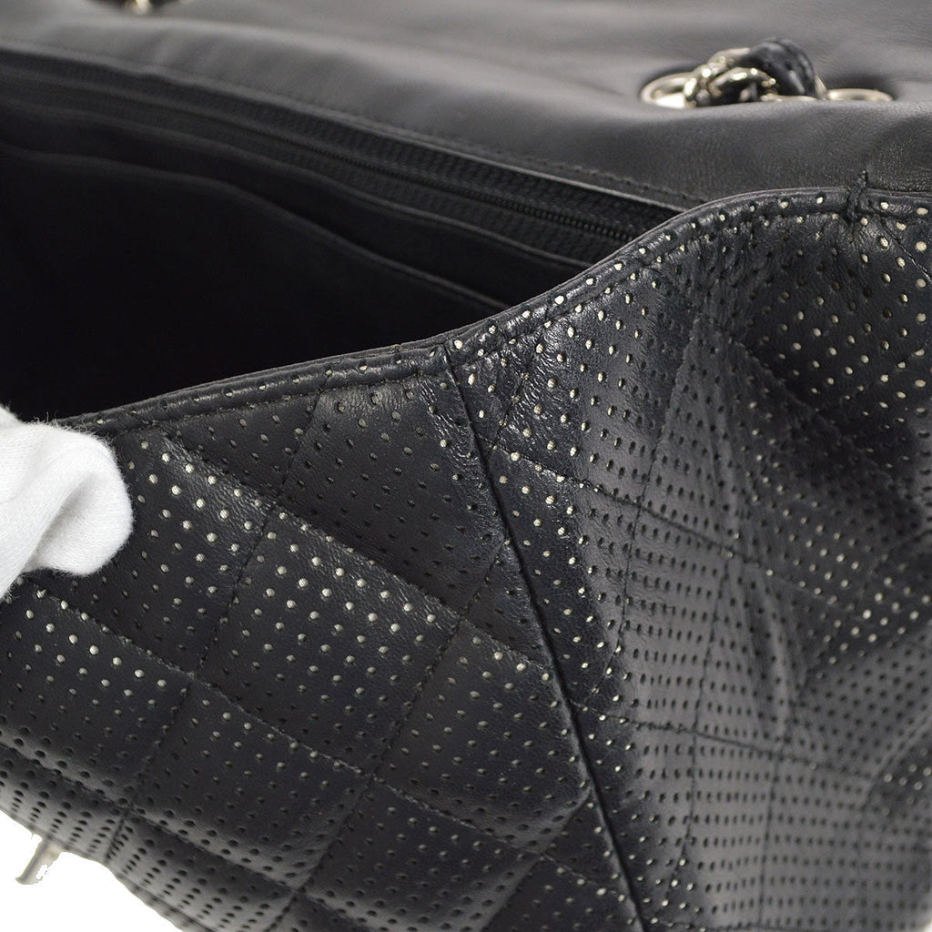CHANEL 2006-2008 Perforated Classic Flap Jumbo Black