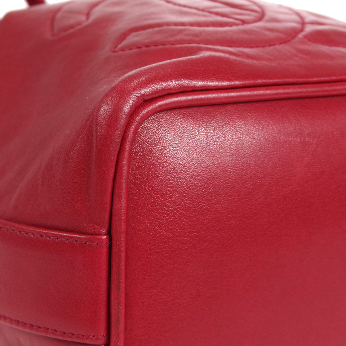 CHANEL 1991-1994 Drawstring Bag Red Lambskin