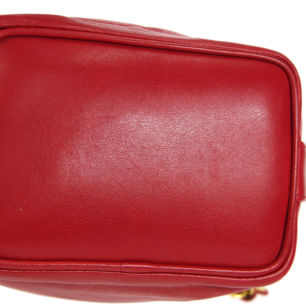 CHANEL 1991-1994 Drawstring Bag Red Lambskin