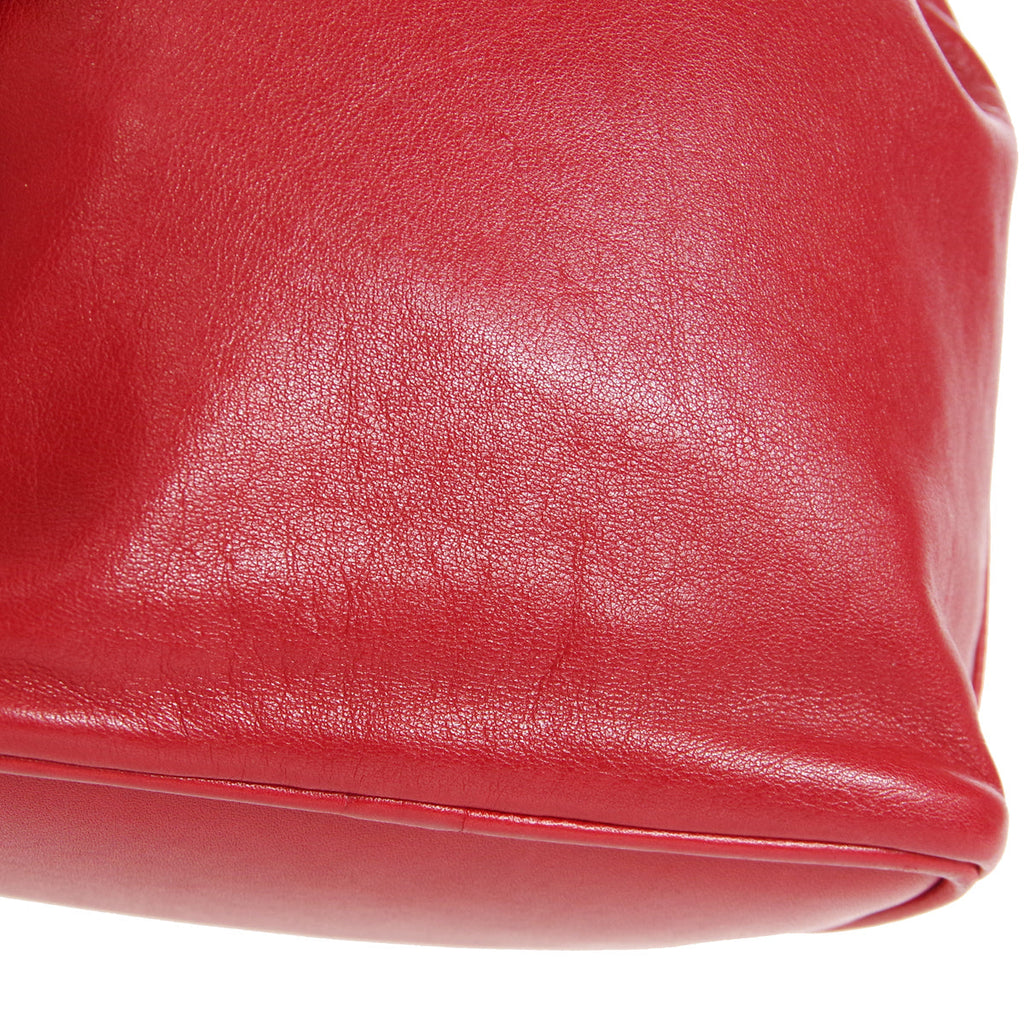 CHANEL 1991-1994 Drawstring Bag Red Lambskin