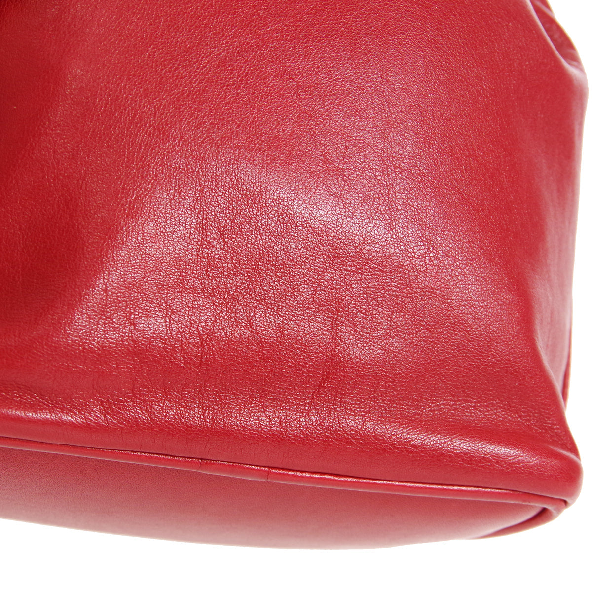 CHANEL 1991-1994 Drawstring Bag Red Lambskin