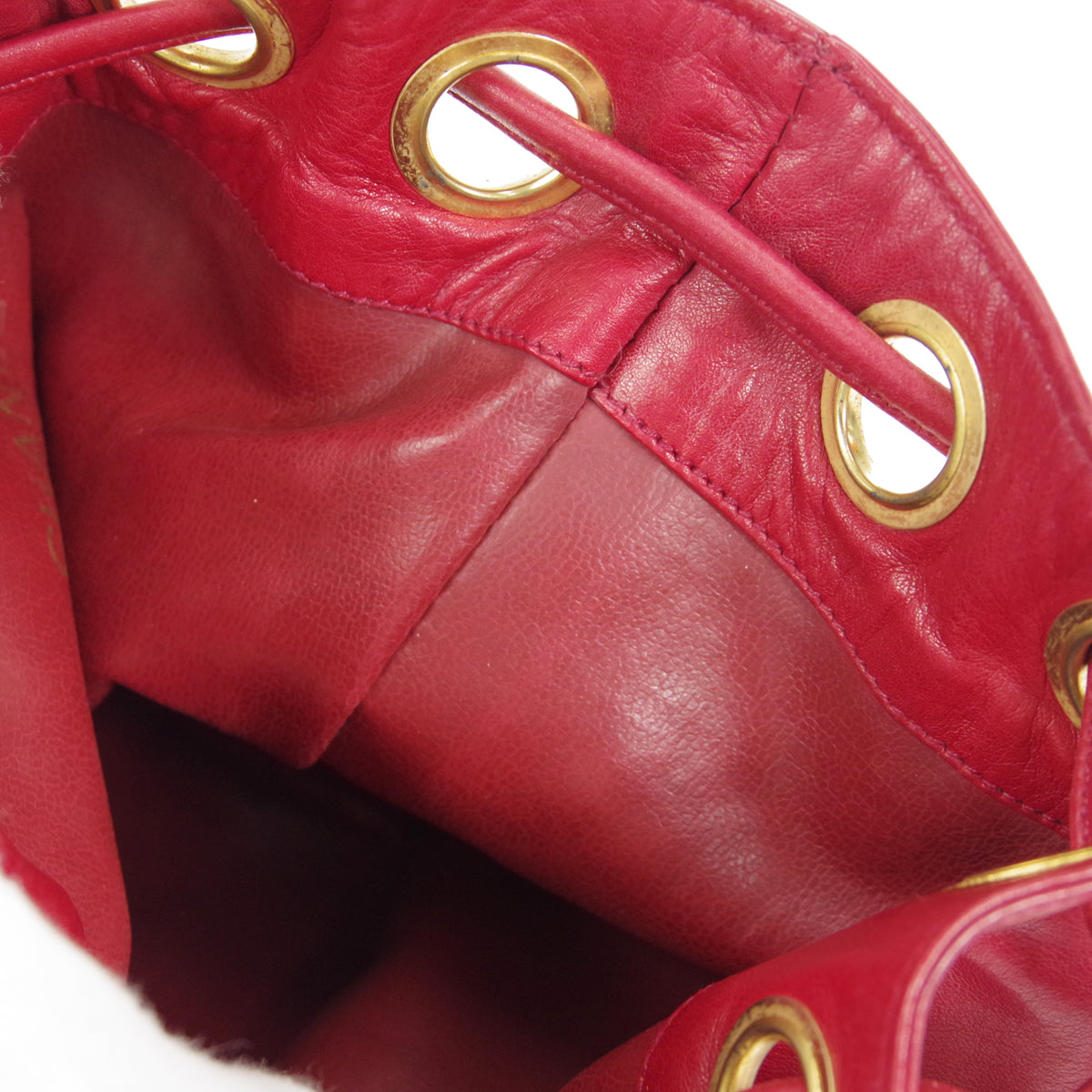 CHANEL 1991-1994 Drawstring Bag Red Lambskin