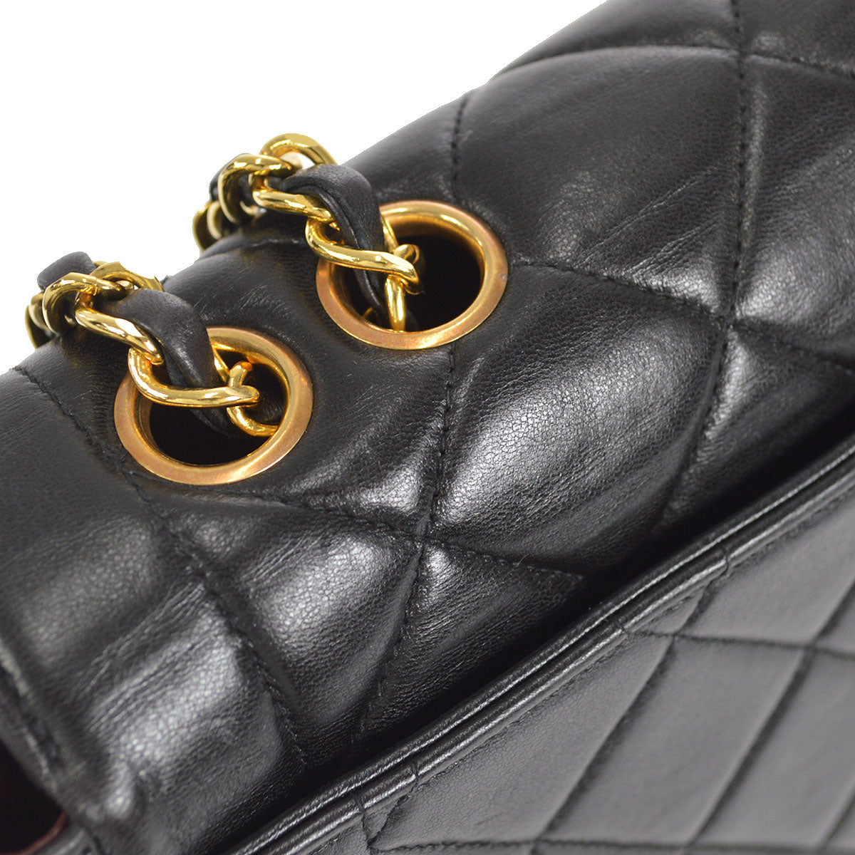CHANEL 1994-1996 Border Flap Medium Black Lambskin