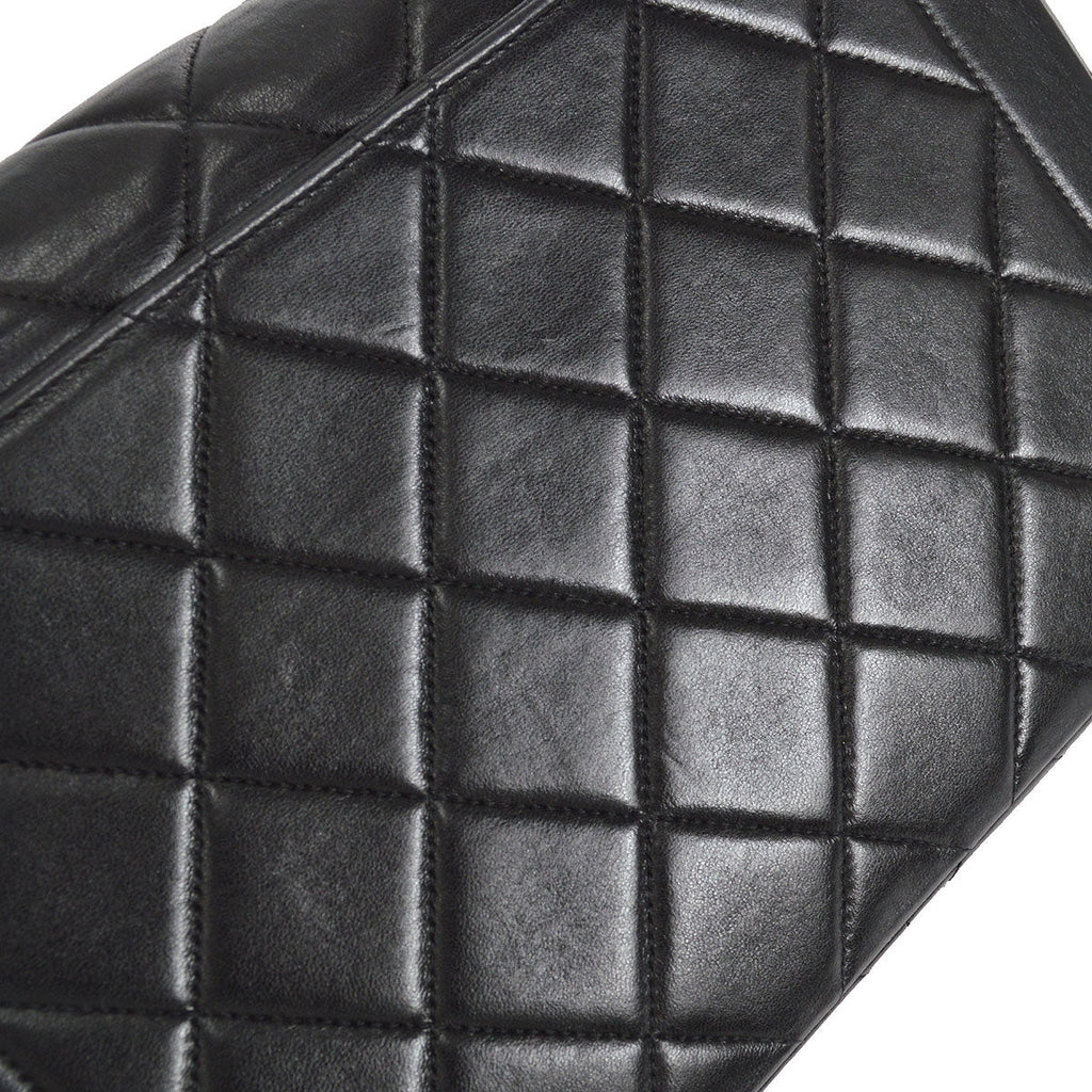 CHANEL 1994-1996 Border Flap Medium Black Lambskin