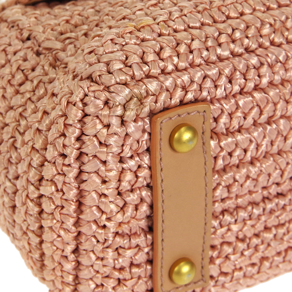 CHANEL 2005-2006 Woven Crossbody Bag Medium Pink Raffia Straw
