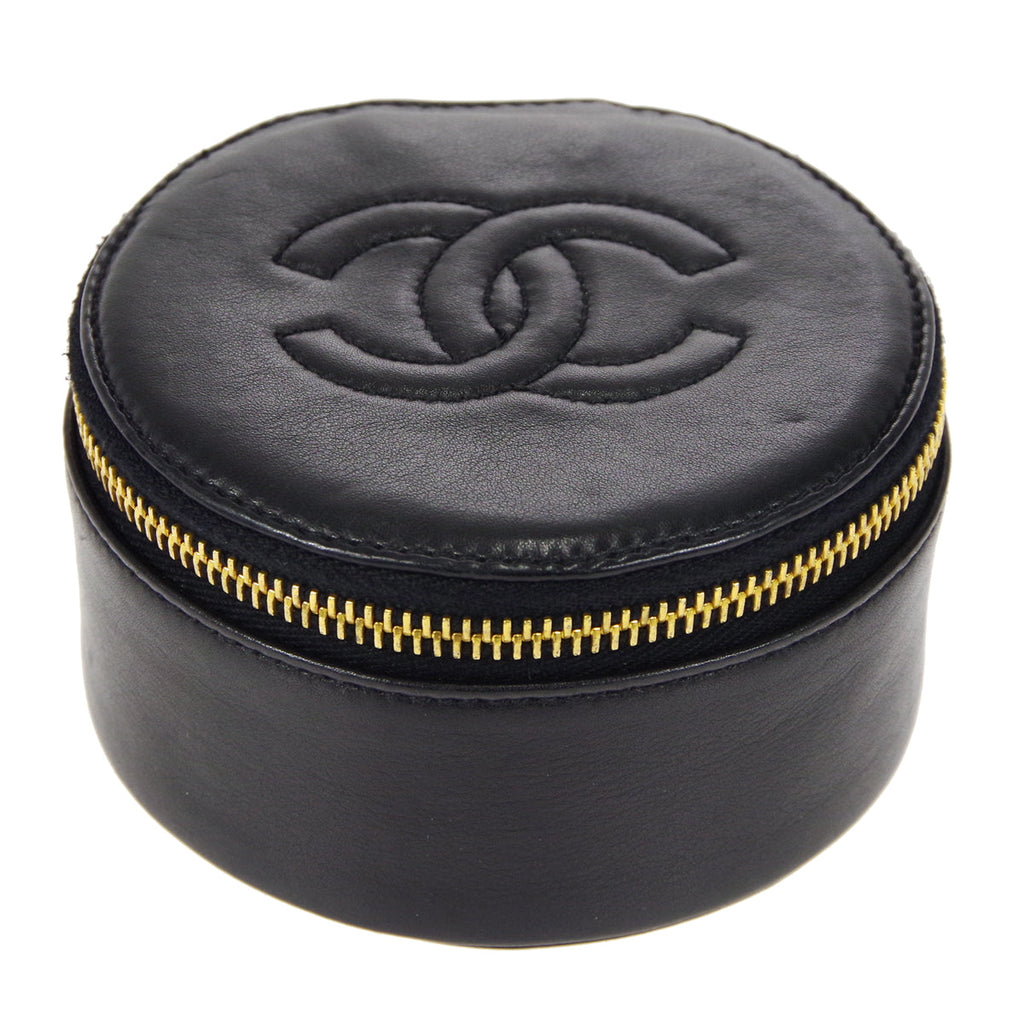 CHANEL 1994-1996 Timeless Jewelry Case Black Lambskin