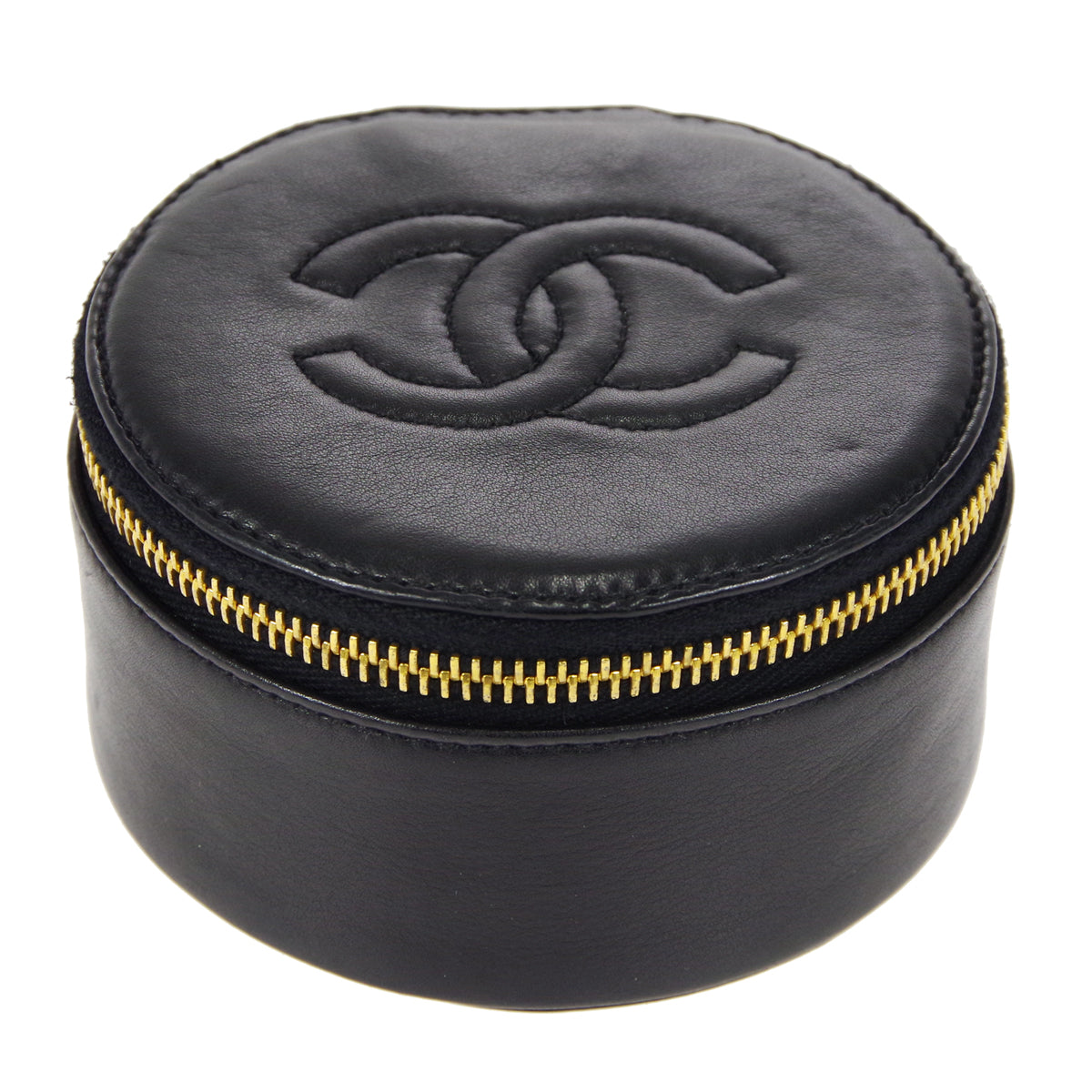CHANEL 1994-1996 Timeless Jewelry Case Black Lambskin