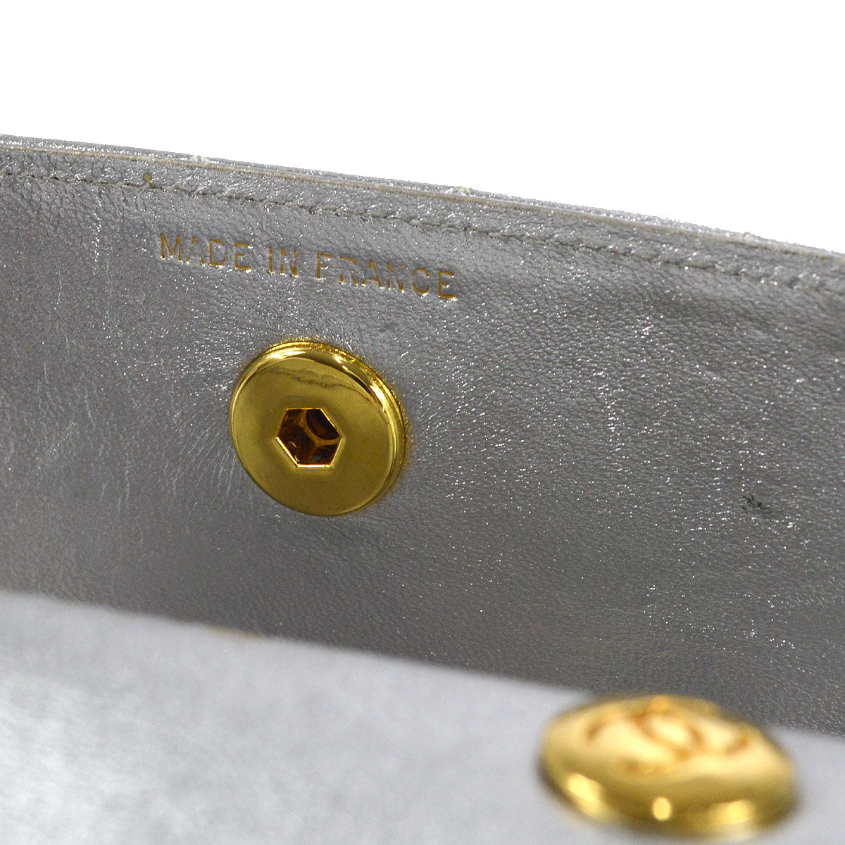 CHANEL 1989-1991 Straight Flap Micro Metallic Silver Lambskin