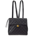 CHANEL 1996-1997 Tall Classic Flap Backpack Medium Black Lambskin