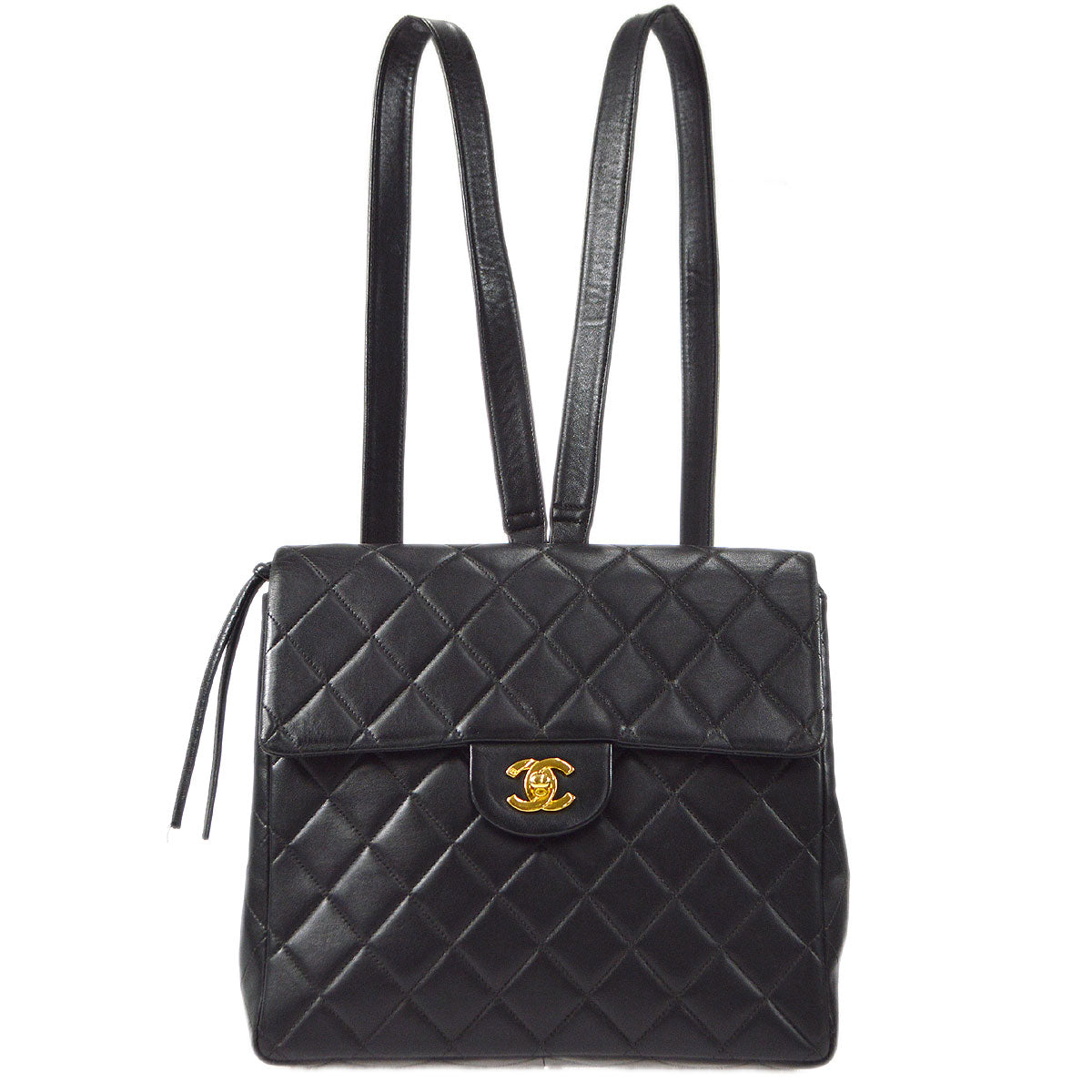 CHANEL 1996-1997 Tall Classic Flap Backpack Medium Black Lambskin