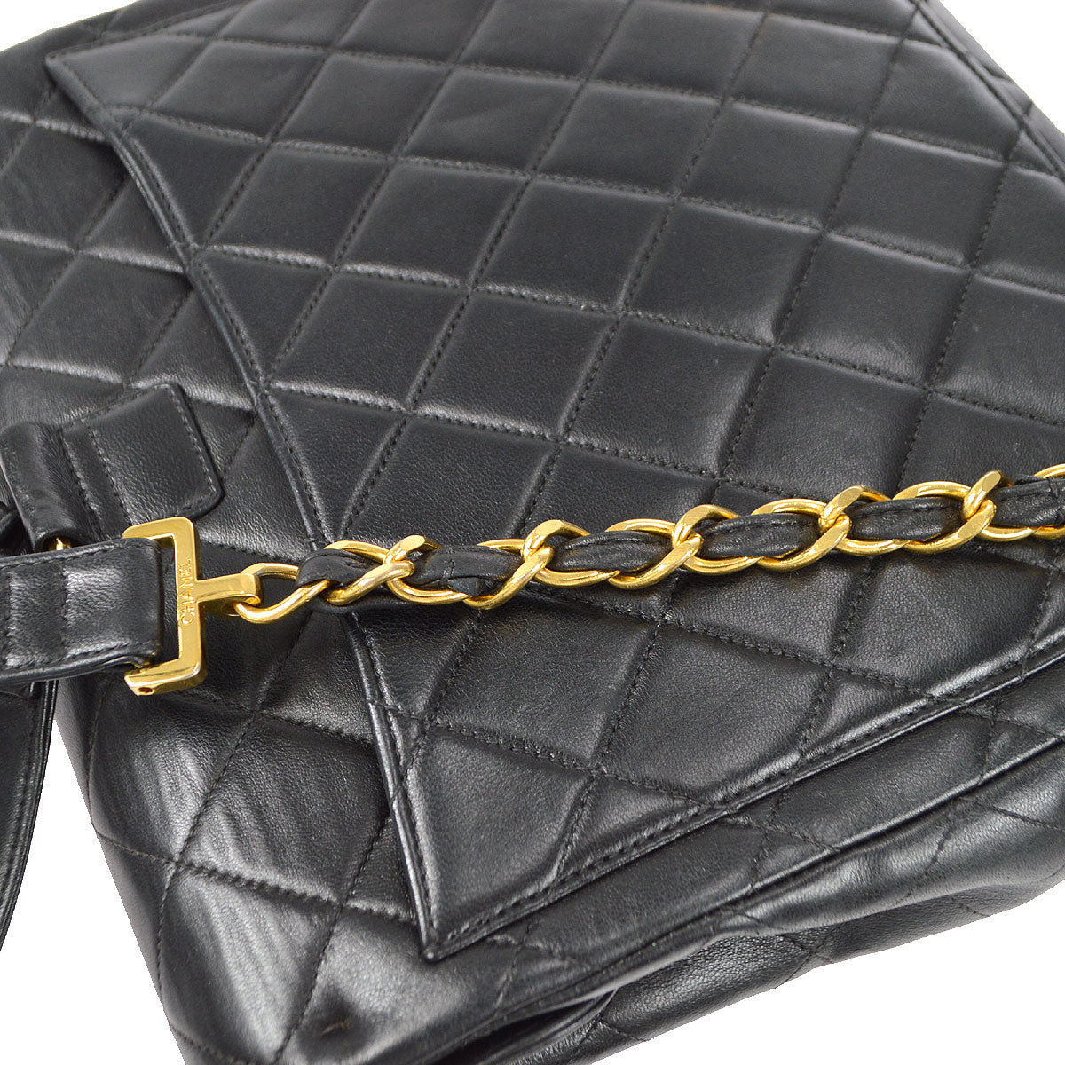 CHANEL 1996-1997 Tall Classic Flap Backpack Medium Black Lambskin