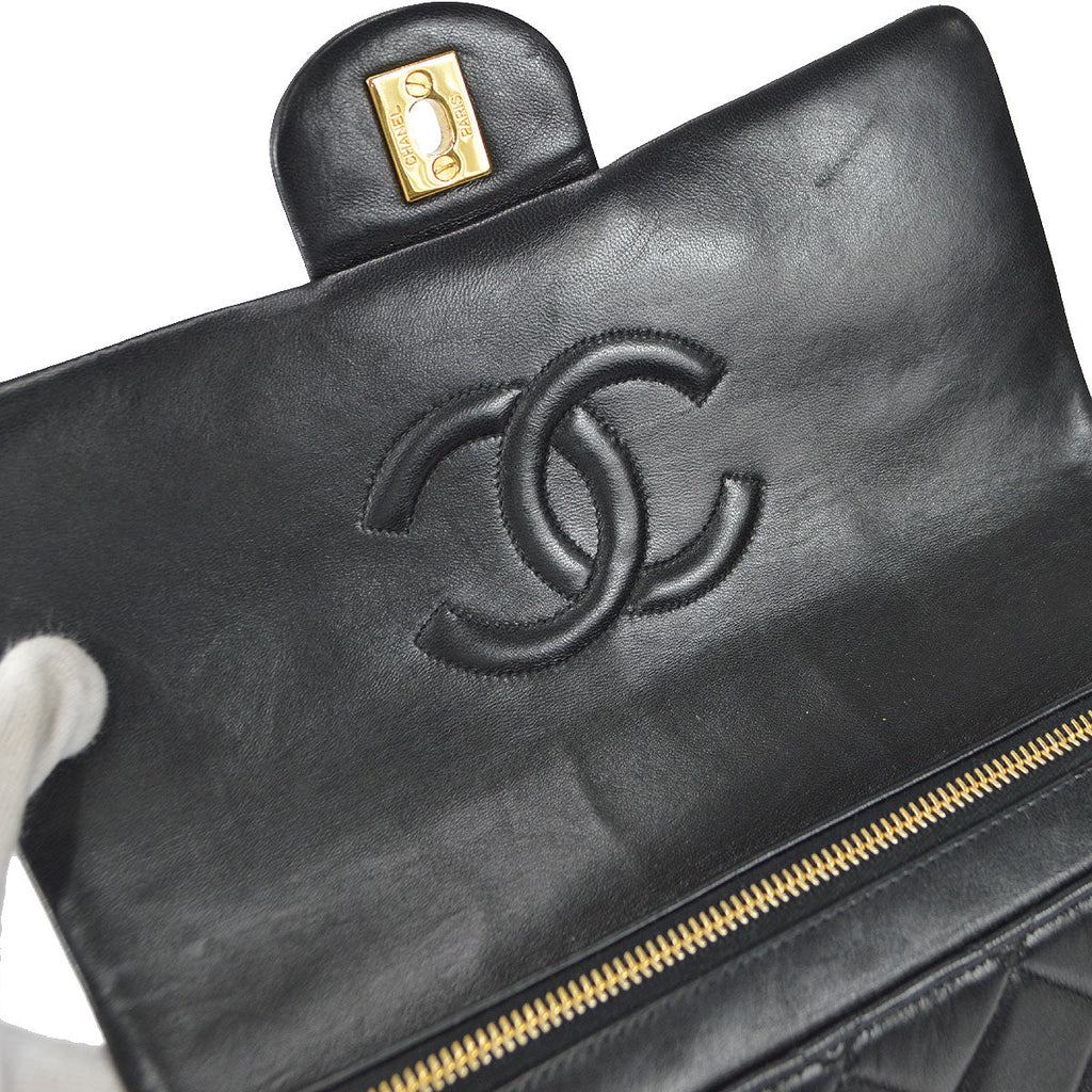 CHANEL 1996-1997 Tall Classic Flap Backpack Medium Black Lambskin