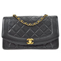 CHANEL 1989-1991 Diana Flap Medium Black Lambskin