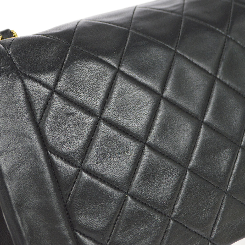 CHANEL 1989-1991 Diana Flap Medium Black Lambskin