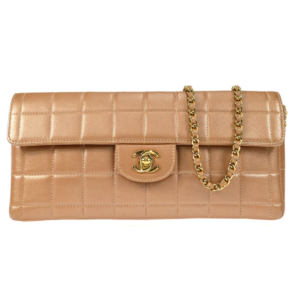 CHANEL 2001-2003 Choco Bar Eastwest Metallic Pink Lambskin