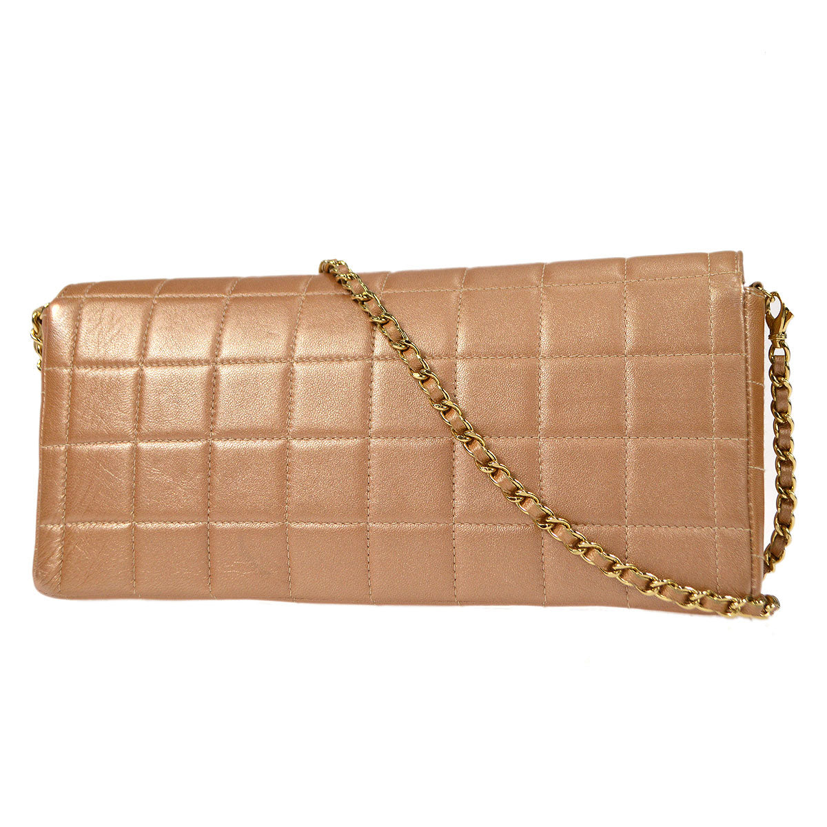CHANEL 2001-2003 Choco Bar Eastwest Metallic Pink Lambskin