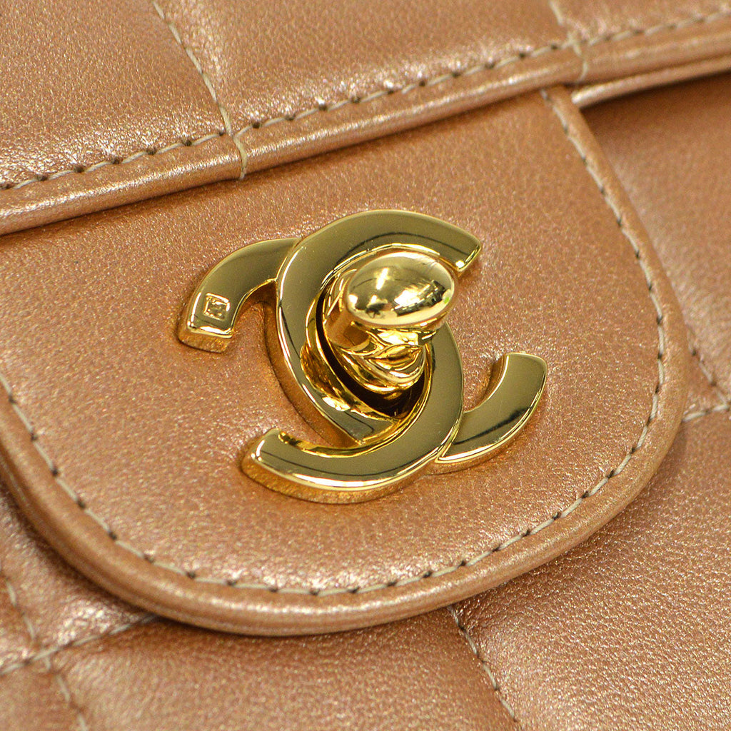 CHANEL 2001-2003 Choco Bar Eastwest Metallic Pink Lambskin