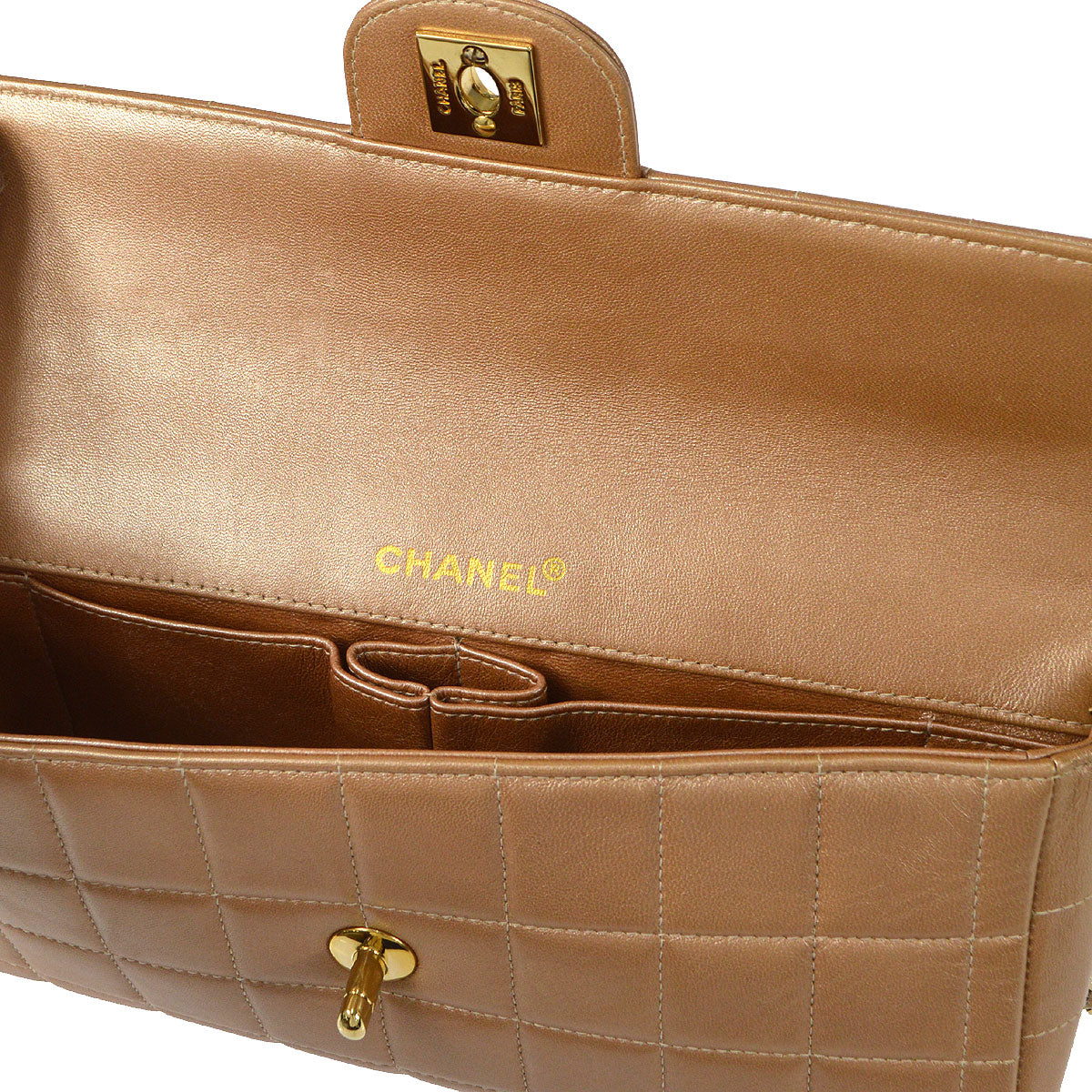 CHANEL 2001-2003 Choco Bar Eastwest Metallic Pink Lambskin