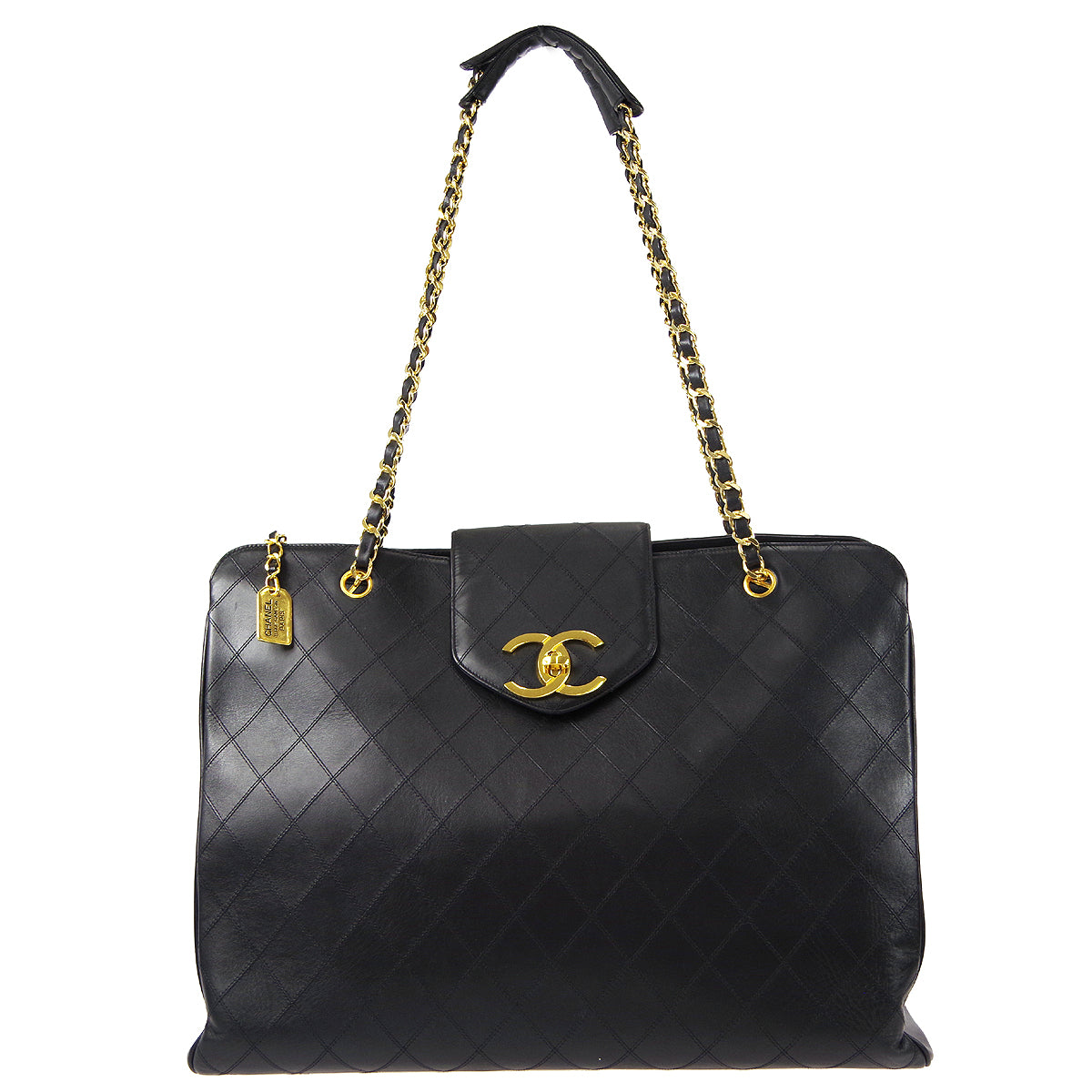 CHANEL 1991-1994 Cosmoline Supermodel Bag Black Calfskin
