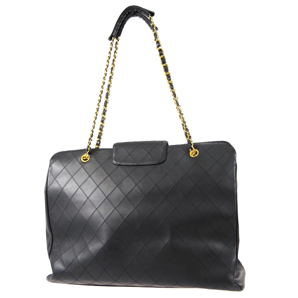 CHANEL 1991-1994 Cosmoline Supermodel Bag Black Calfskin