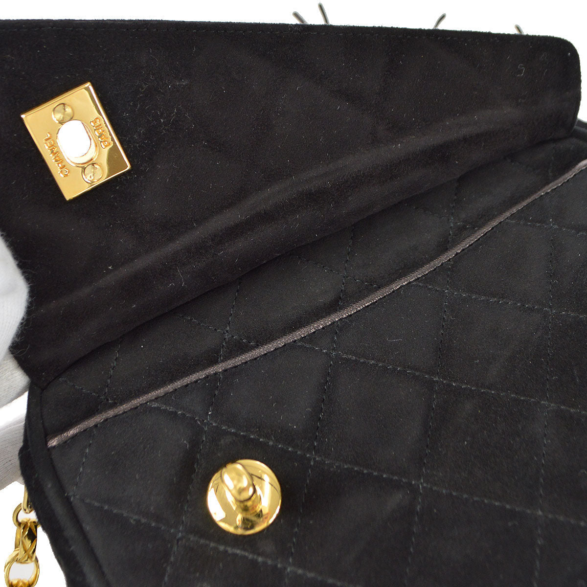 CHANEL 1994-1996 Pocket Camera Bag Mini Black Suede