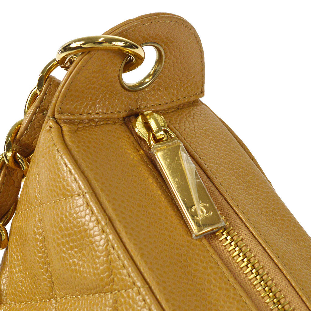 CHANEL 2004-2005 Hobo Bag Camel Caviar
