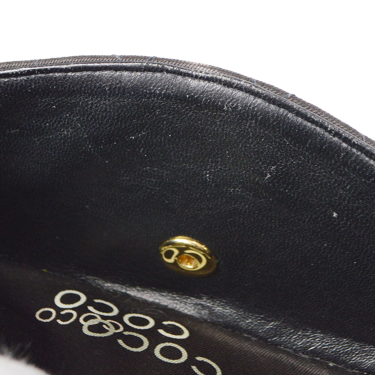 CHANEL 2001-2003 COCO patterned Classic Double Flap Medium Black Canvas