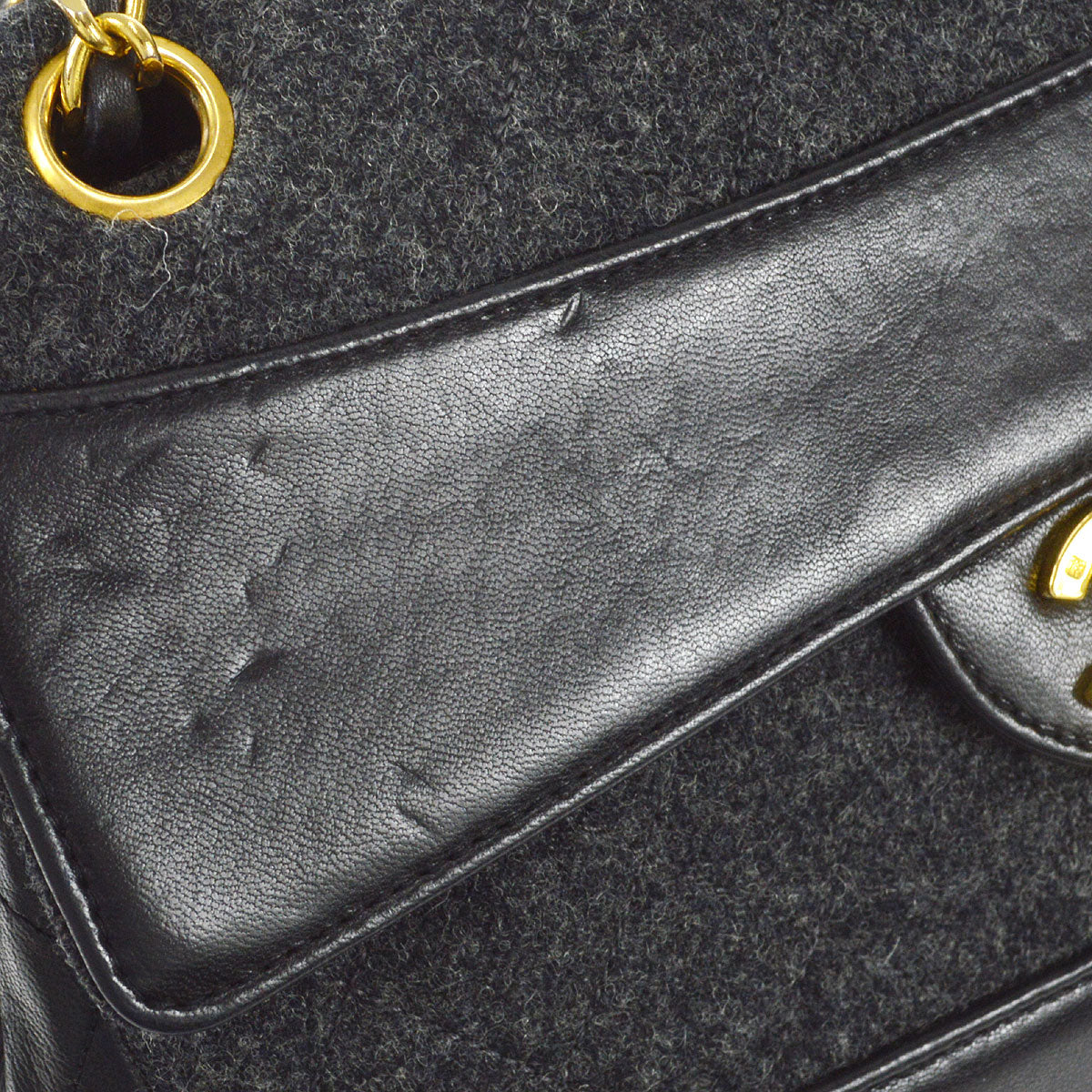 CHANEL 1986-1988 Border Flap Medium Gray Wool