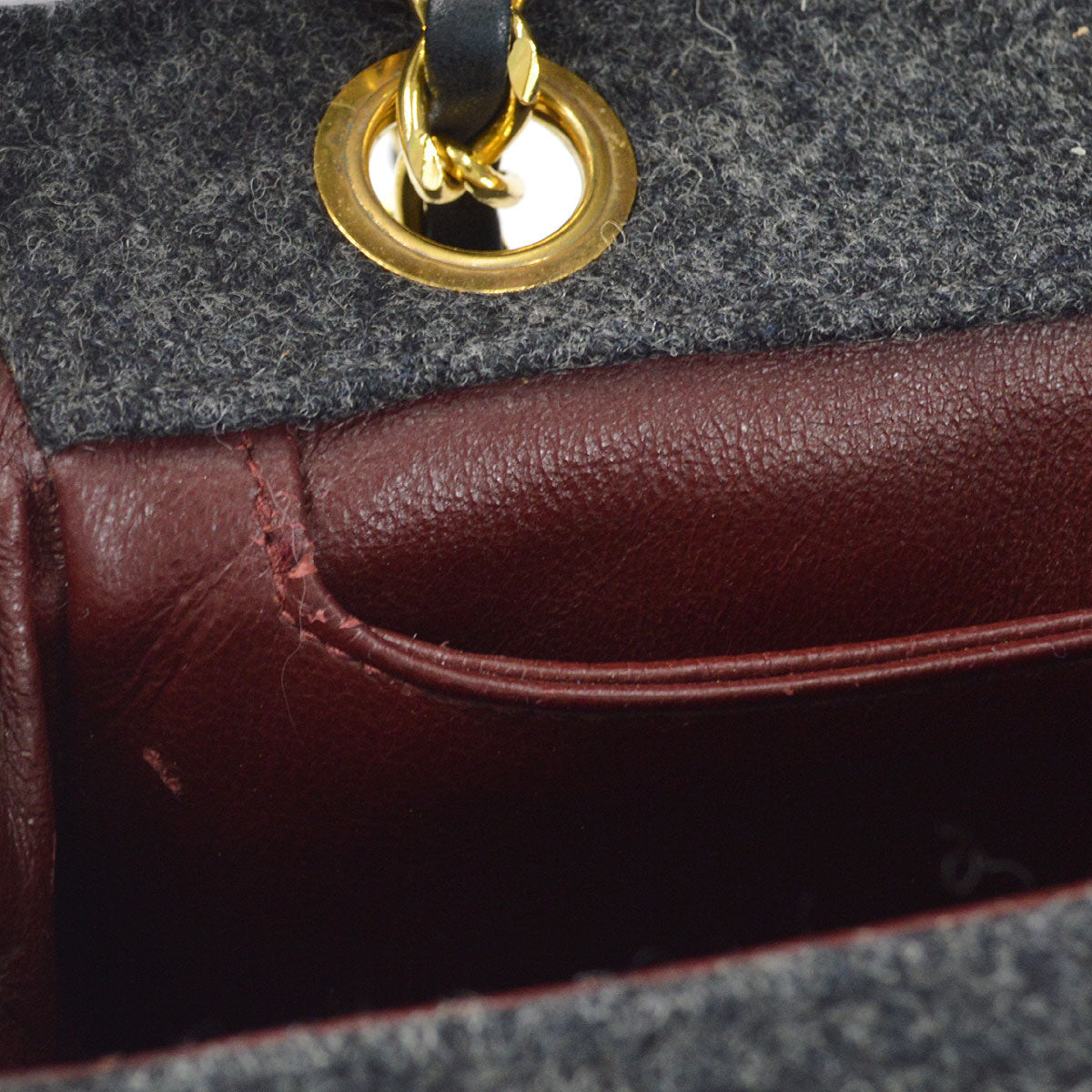 CHANEL 1986-1988 Border Flap Medium Gray Wool