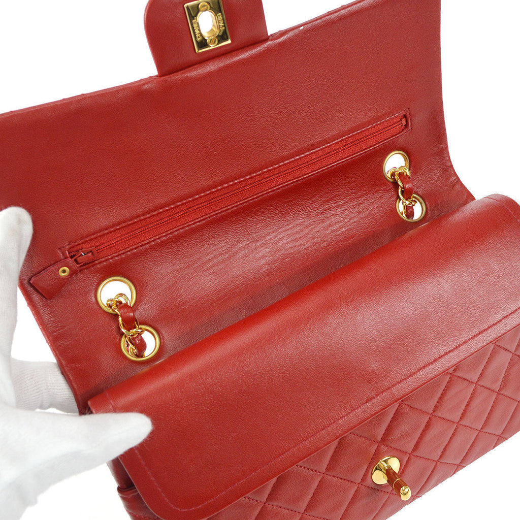CHANEL 1989-1991 Classic Double Flap Medium Red Lambskin