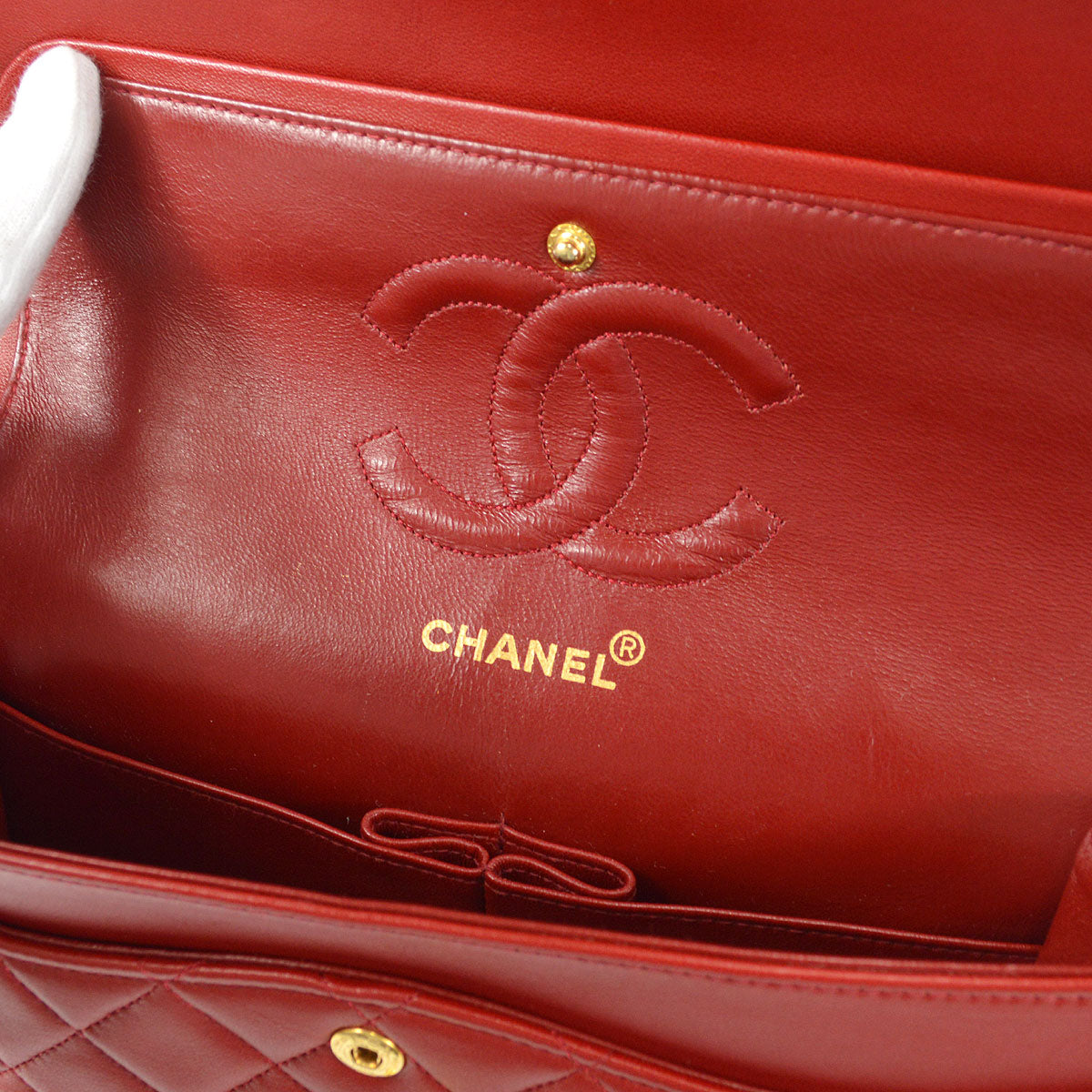 CHANEL 1989-1991 Classic Double Flap Medium Red Lambskin