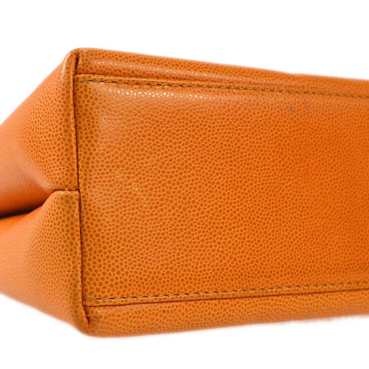 CHANEL 1997-1999 Shopping Bag Medium Orange Caviar