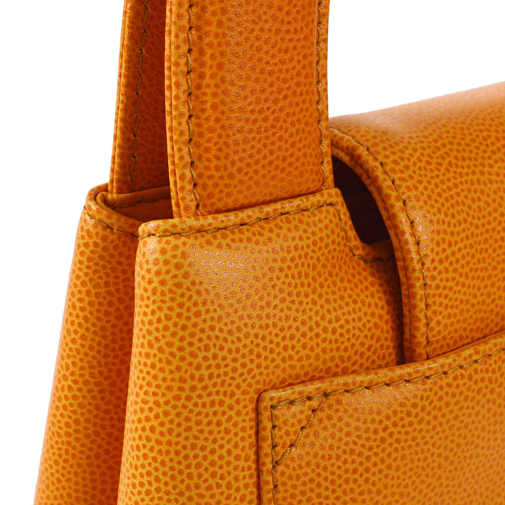 CHANEL 1997-1999 Shopping Bag Medium Orange Caviar
