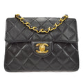 CHANEL 1994-1996 Classic Square Flap 17 Black Lambskin